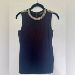 White House Black Market Black Sweater with Gold and Silver Embellishments